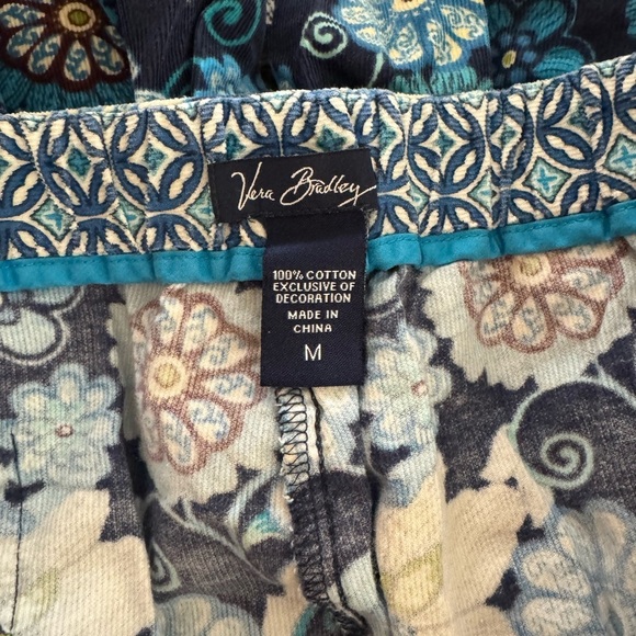 Women’s Vera Bradley blue floral print wide leg 100% cotton casual crop pants M - Picture 4 of 4